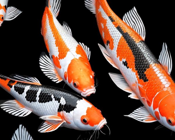 Vibrant Koi Fish Collection on Black Background