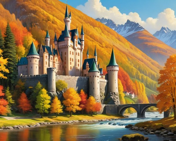 Castle on a Hill Surrounded by Autumn Foliage