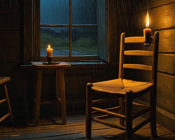 Serene Interior Scene with Wooden Chair and Table