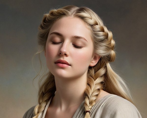 Serene Portrait of a Young Woman with Braided Hair