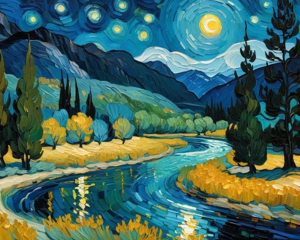 Vibrant Landscape with River and Autumn Foliage