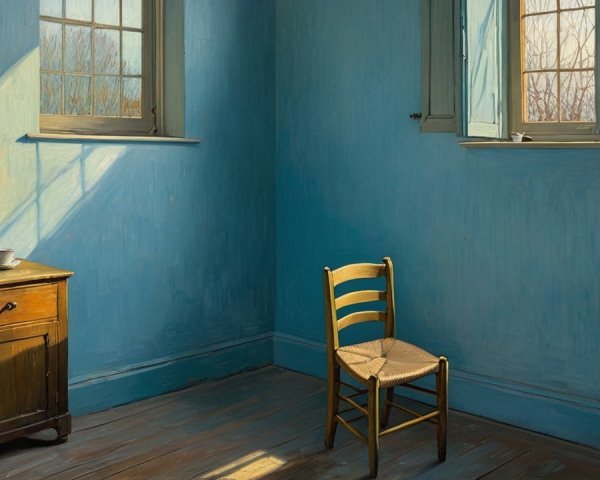 Serene Room with Blue Walls and Natural Light