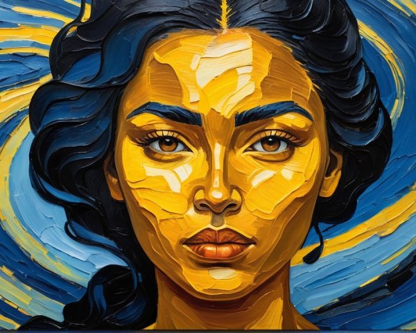 Portrait of a Woman with Golden-Yellow Hues