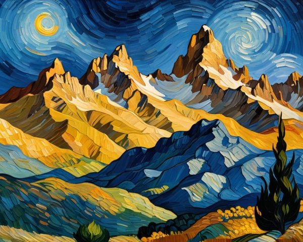 Vibrant Mountain Landscape with Dynamic Skies and Foliage