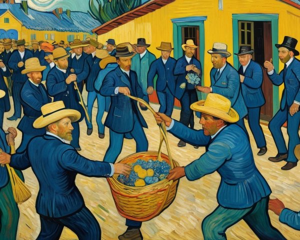 Vibrant Harvest Festival with Fruit Exchange and Community