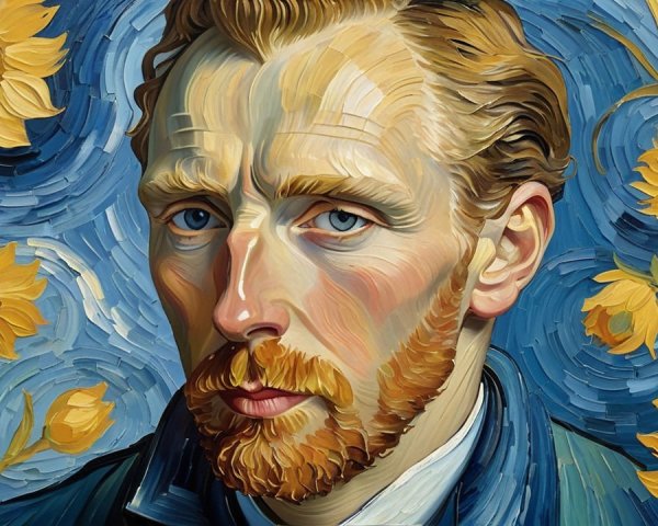 Portrait of a Man with Red Beard and Blue Background
