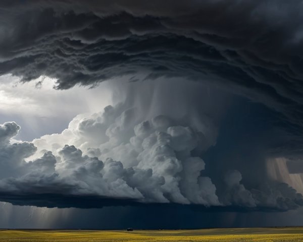 Dramatic Storm Clouds Over Golden Fields Landscape