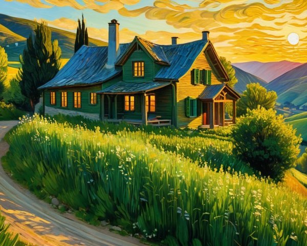 Charming Countryside House Amidst Lush Fields and Hills