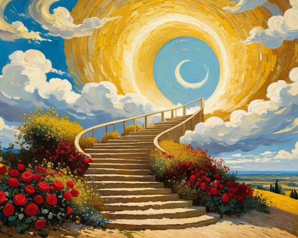 Majestic Spiral Staircase Surrounded by Nature's Beauty