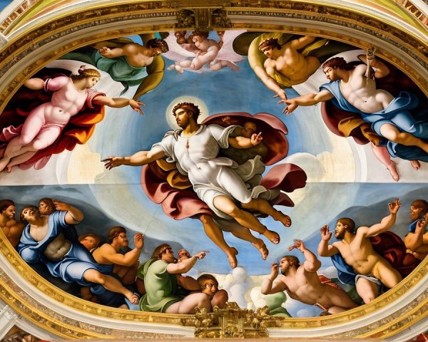 Ceiling Mural of Christ Ascending with Angels