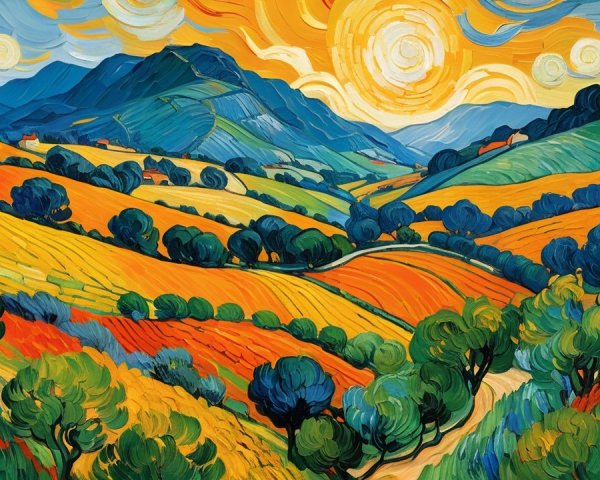 Brightly Colored Neo-Impressionist Landscape Painting