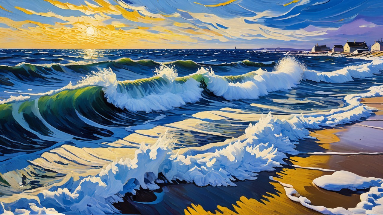 Vibrant Impressionistic Seascape at Sunrise