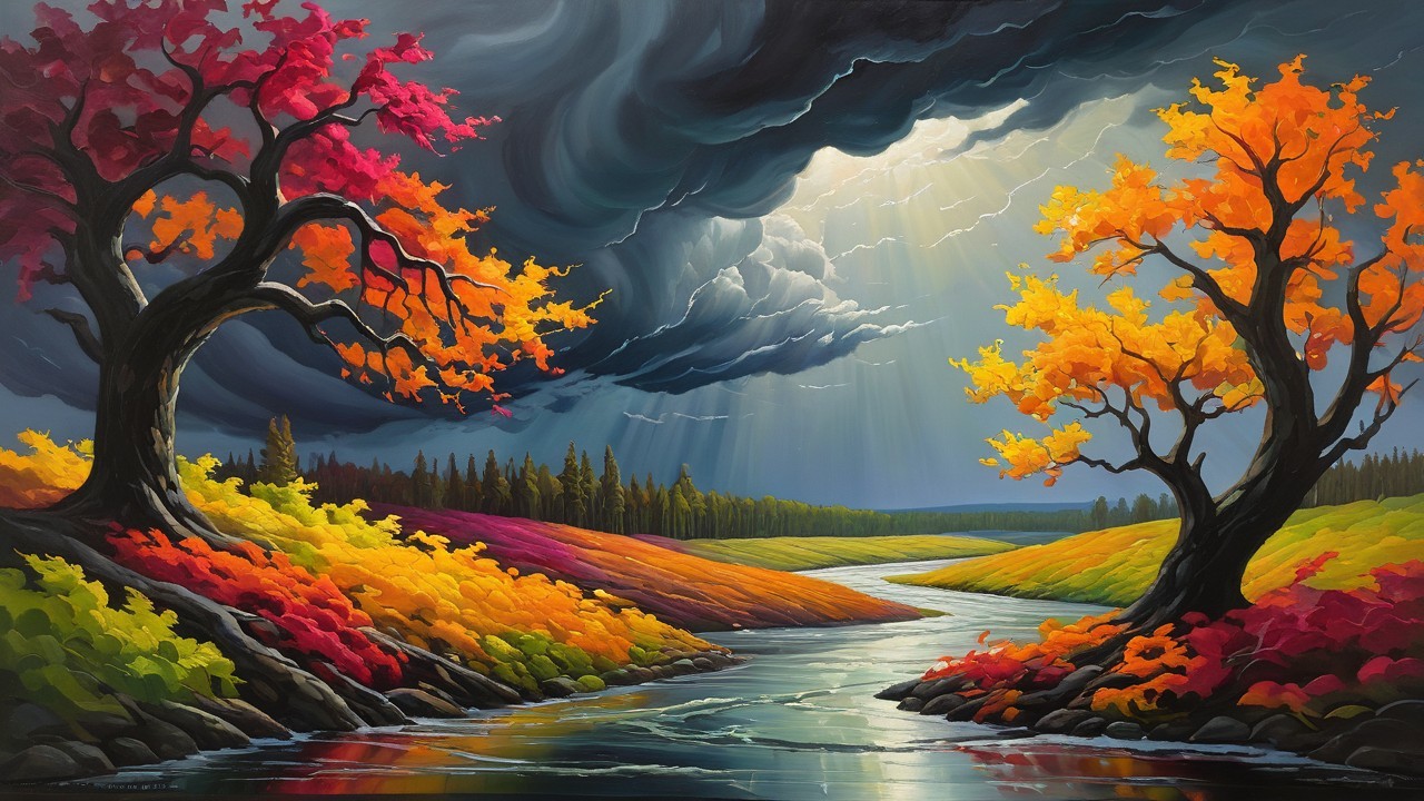 Vibrant Autumn Landscape with Colorful Foliage