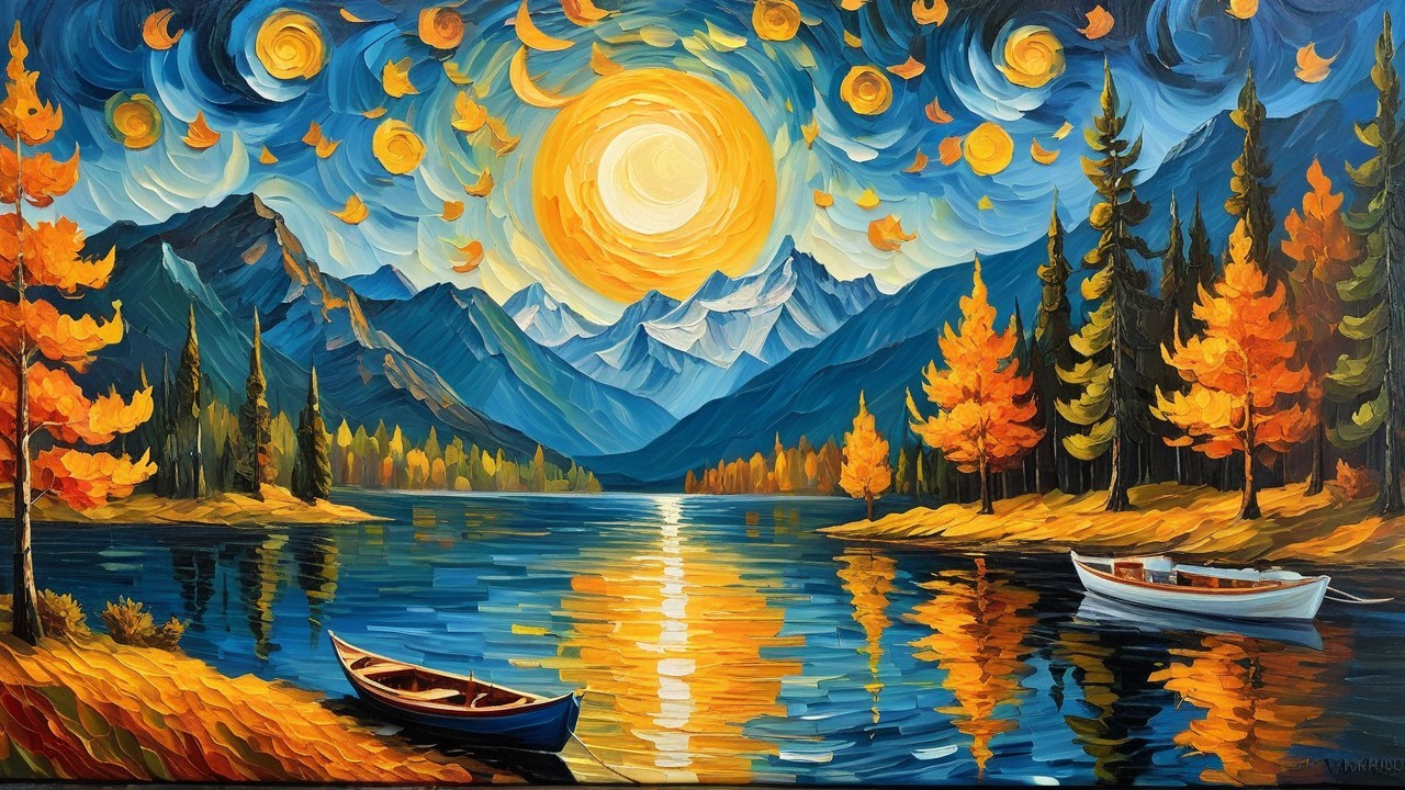 Autumn Landscape Oil Painting with Textured Brushstrokes