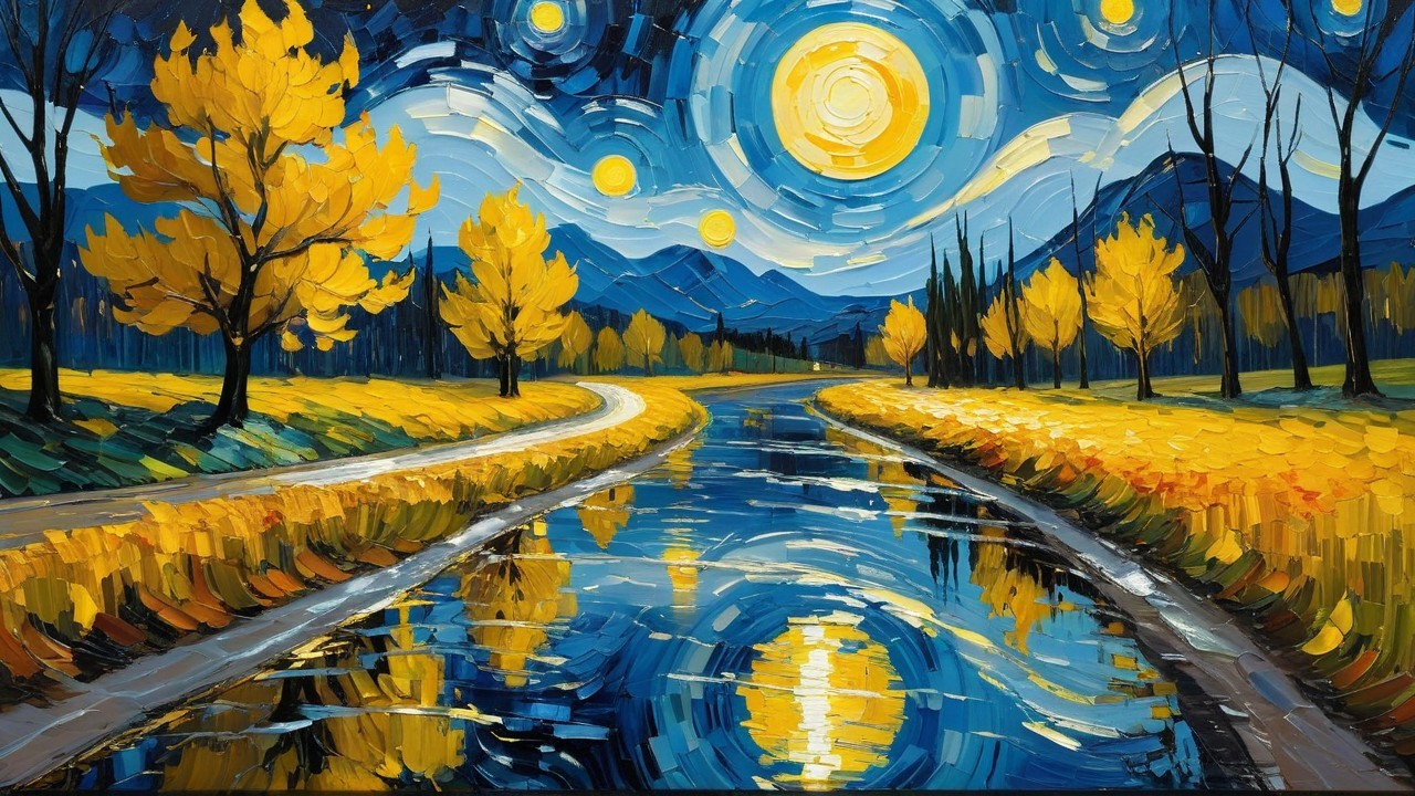 Vibrant Landscape with River and Autumn Trees