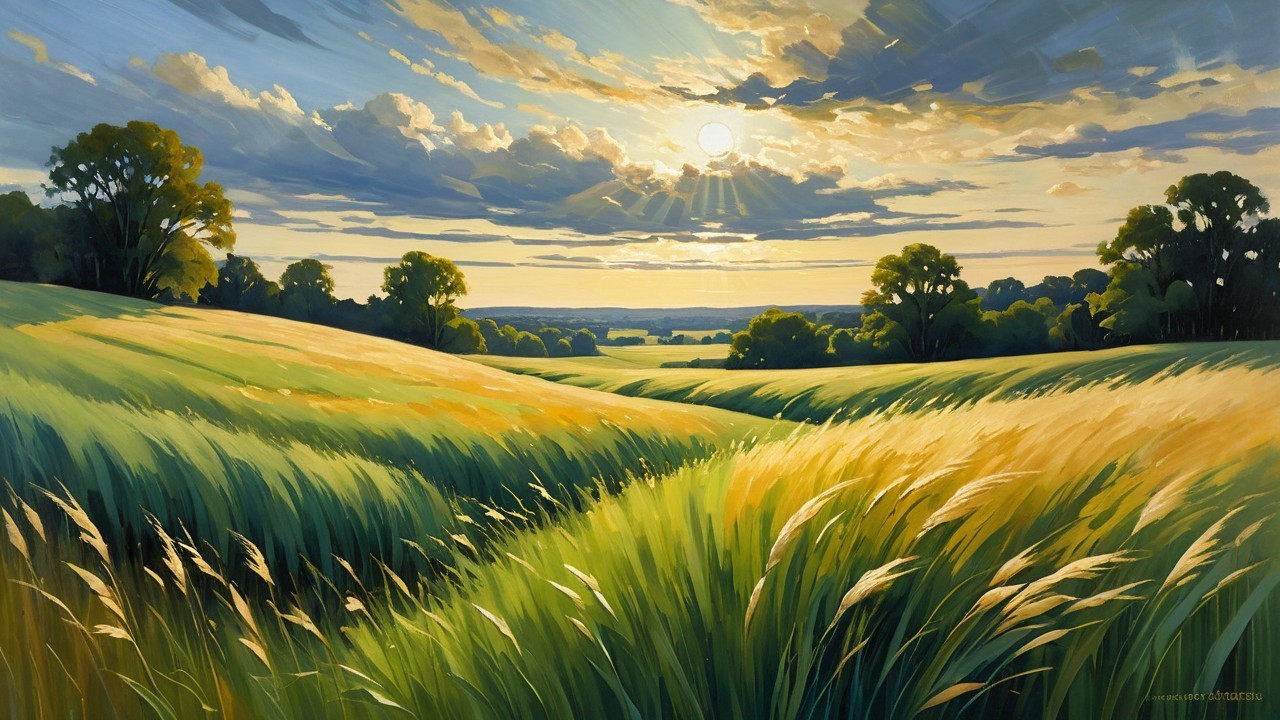 Serene Landscape of Rolling Hills at Sunrise