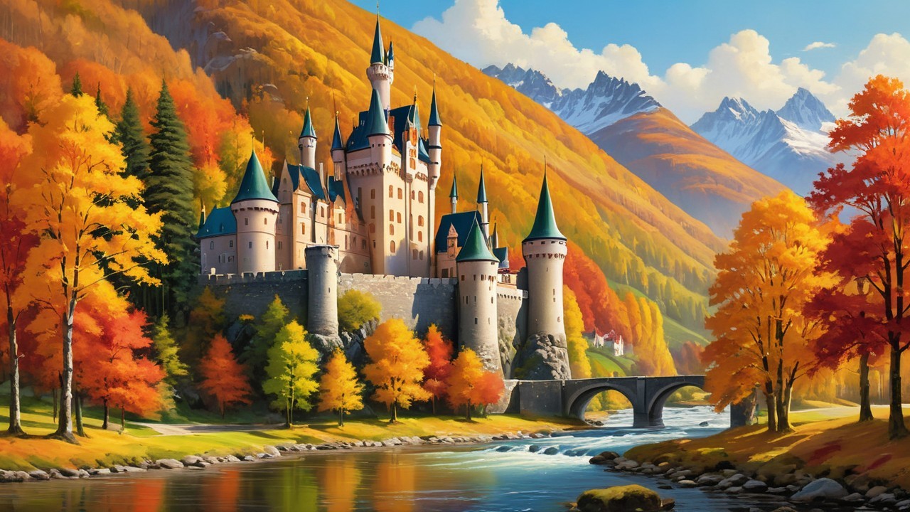 Castle on a Hill Surrounded by Autumn Foliage