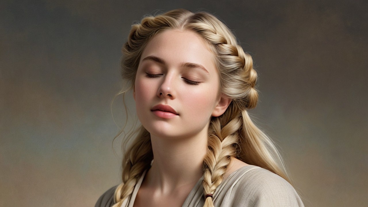Serene Portrait of a Young Woman with Braided Hair