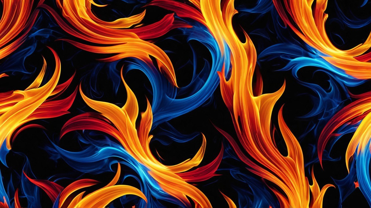 Vibrant Abstract Pattern of Swirling Flames and Colors