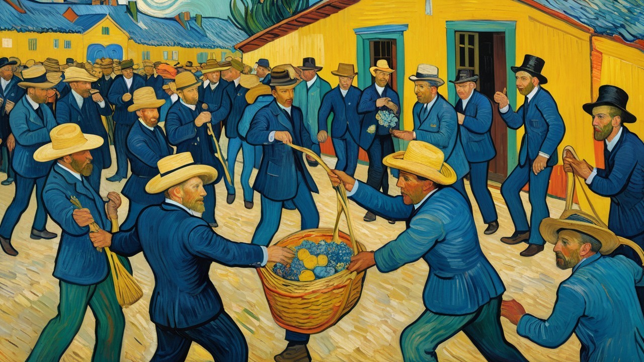 Vibrant Harvest Festival with Fruit Exchange and Community