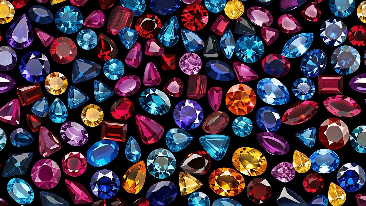 Vibrant Collection of Sparkling Gemstones in Various Cuts
