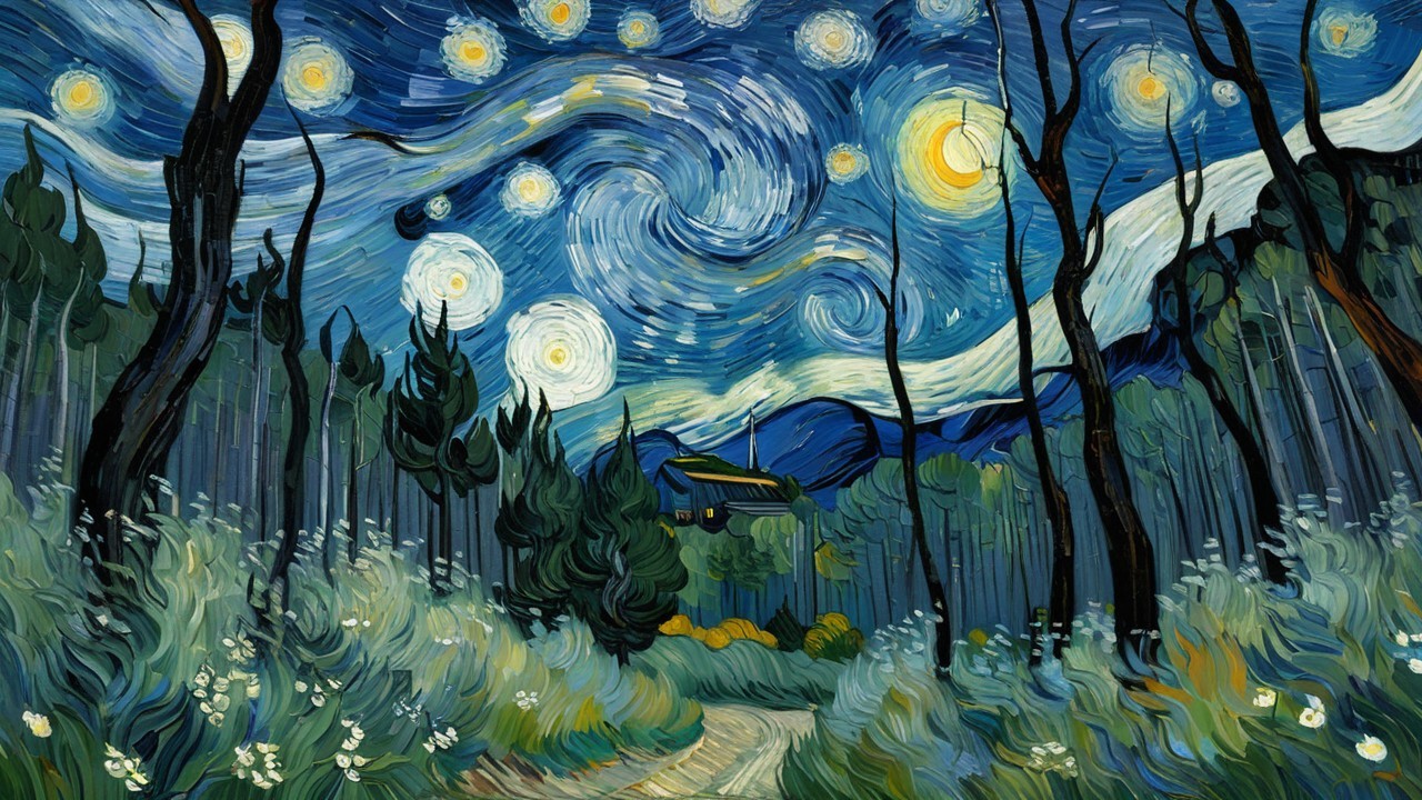 Vibrant Night Sky with Stars and Crescent Moon