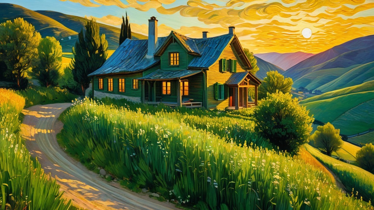 Charming Countryside House Amidst Lush Fields and Hills