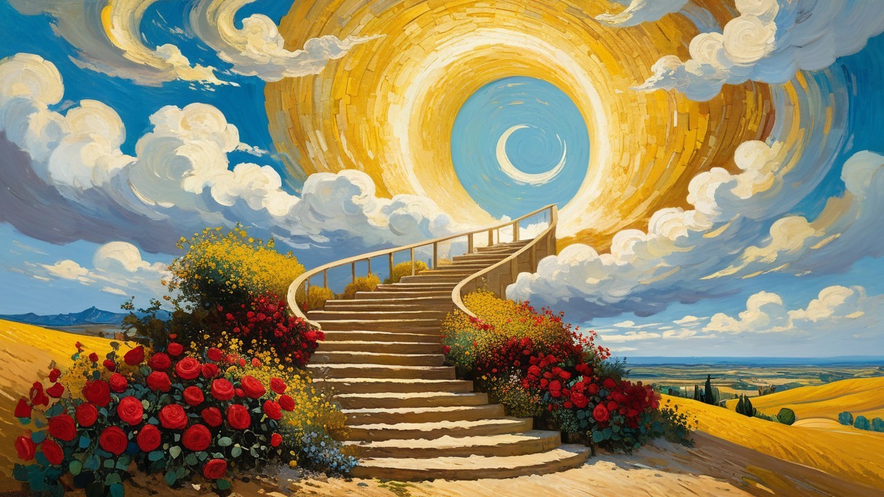 Majestic Spiral Staircase Surrounded by Nature's Beauty