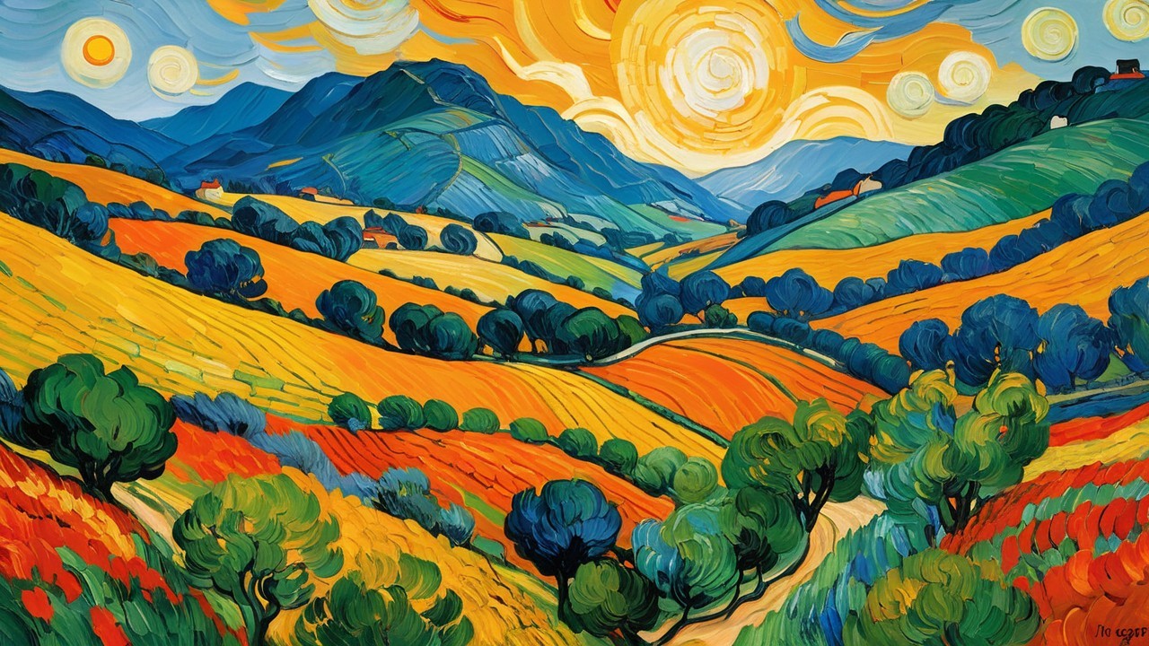 Brightly Colored Neo-Impressionist Landscape Painting