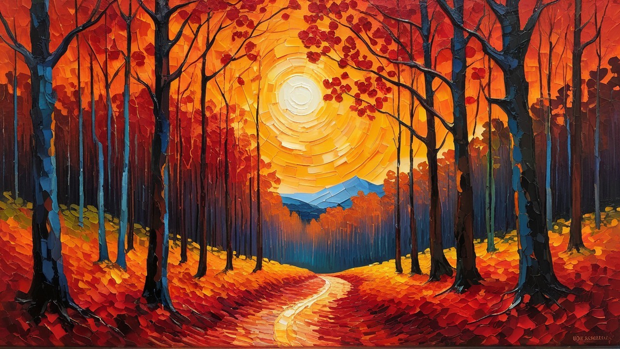 Vibrant Autumn Landscape with Colorful Foliage and Path