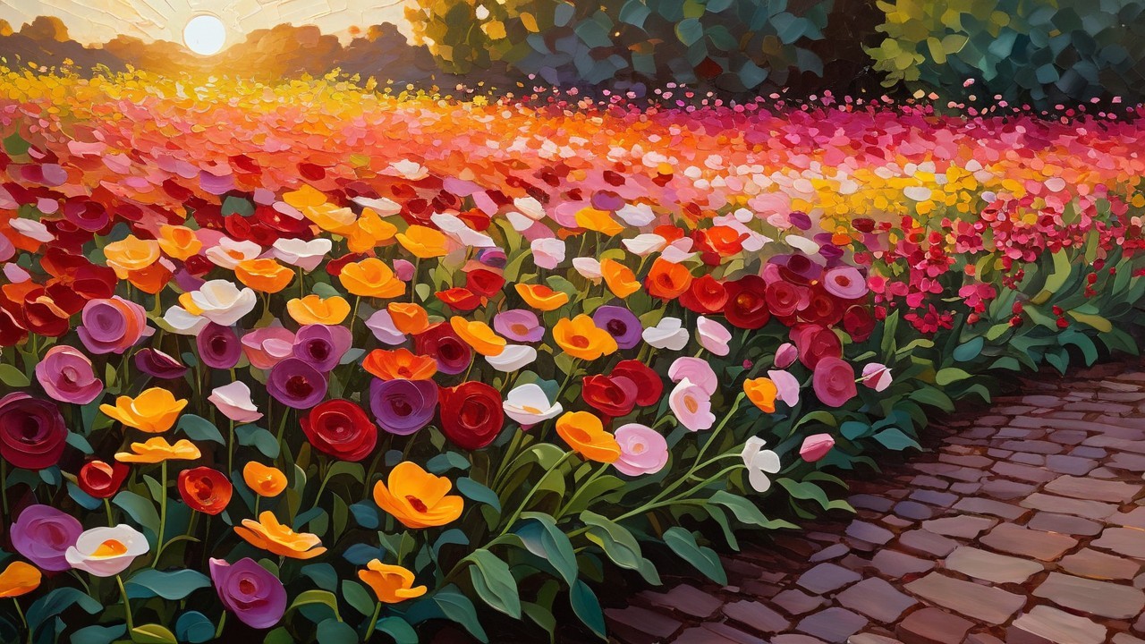 Vibrant Landscape of Colorful Blooming Flowers