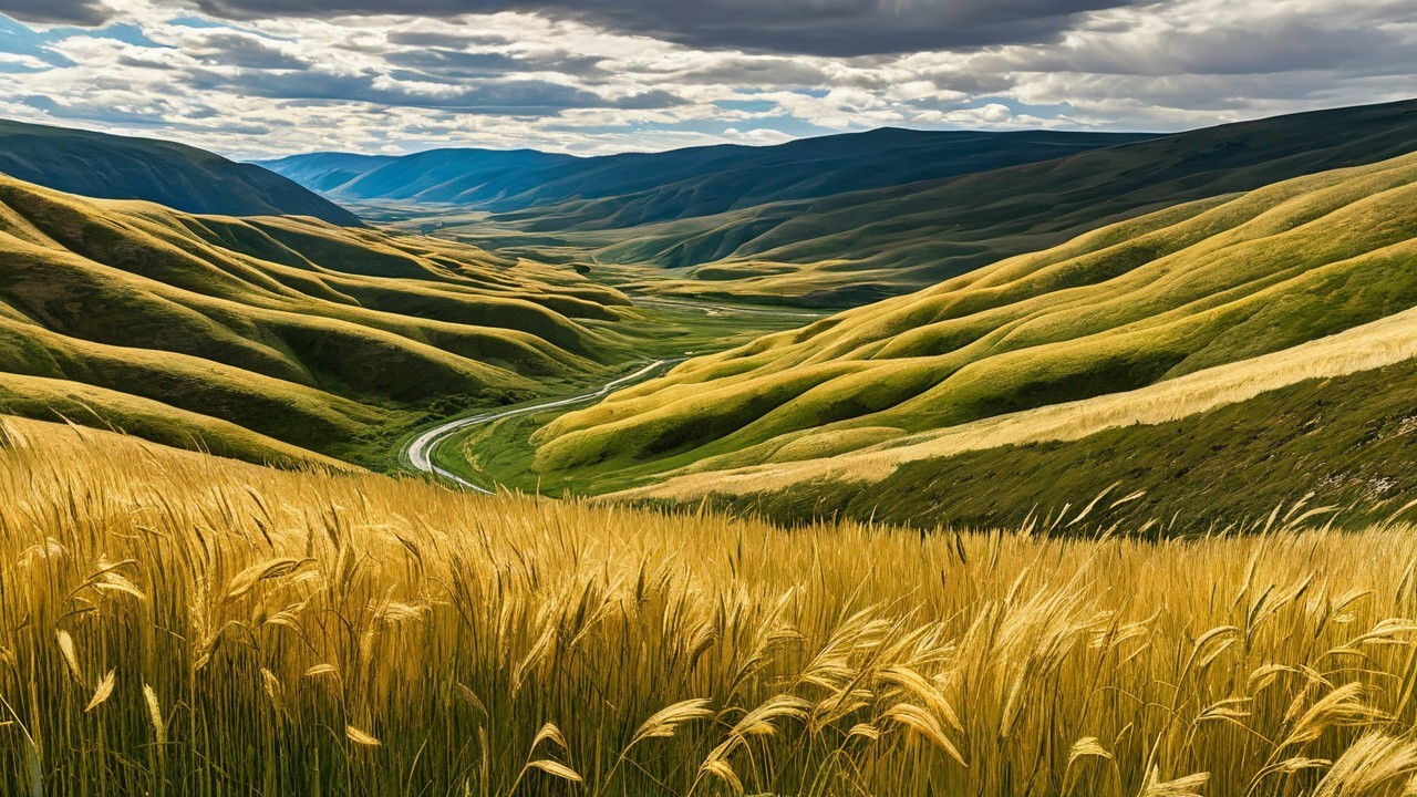 Rolling Hills and Green Valleys Landscape Description