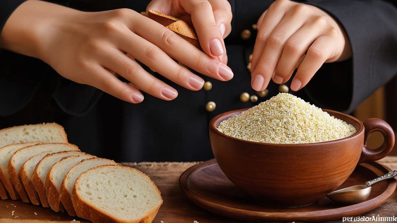Hands Sprinkling Ingredients Over Flour in Kitchen