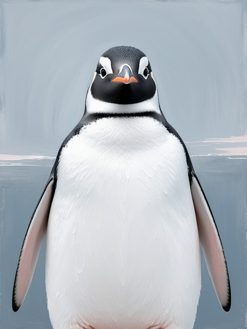 Close-Up of Penguin with Black and White Plumage