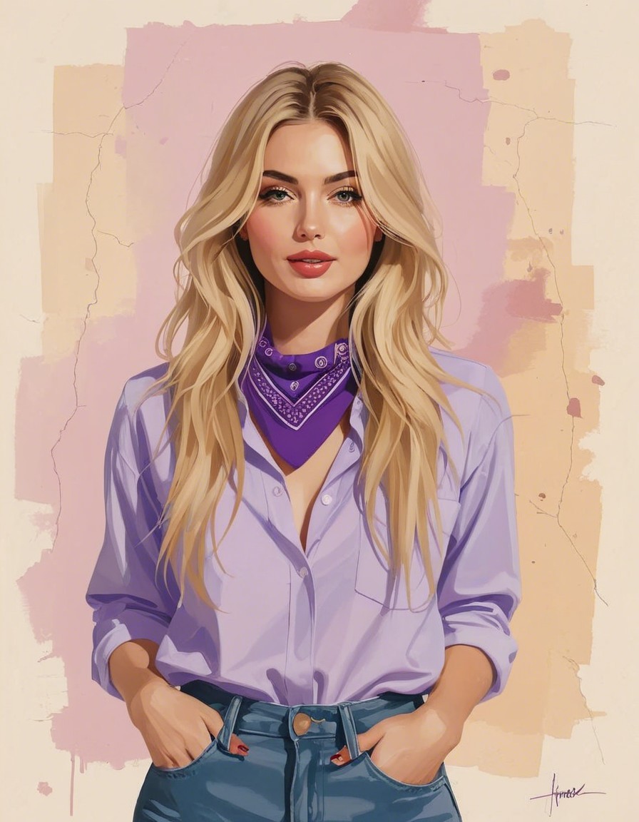 Stylized portrait of a woman with blonde hair and blouse