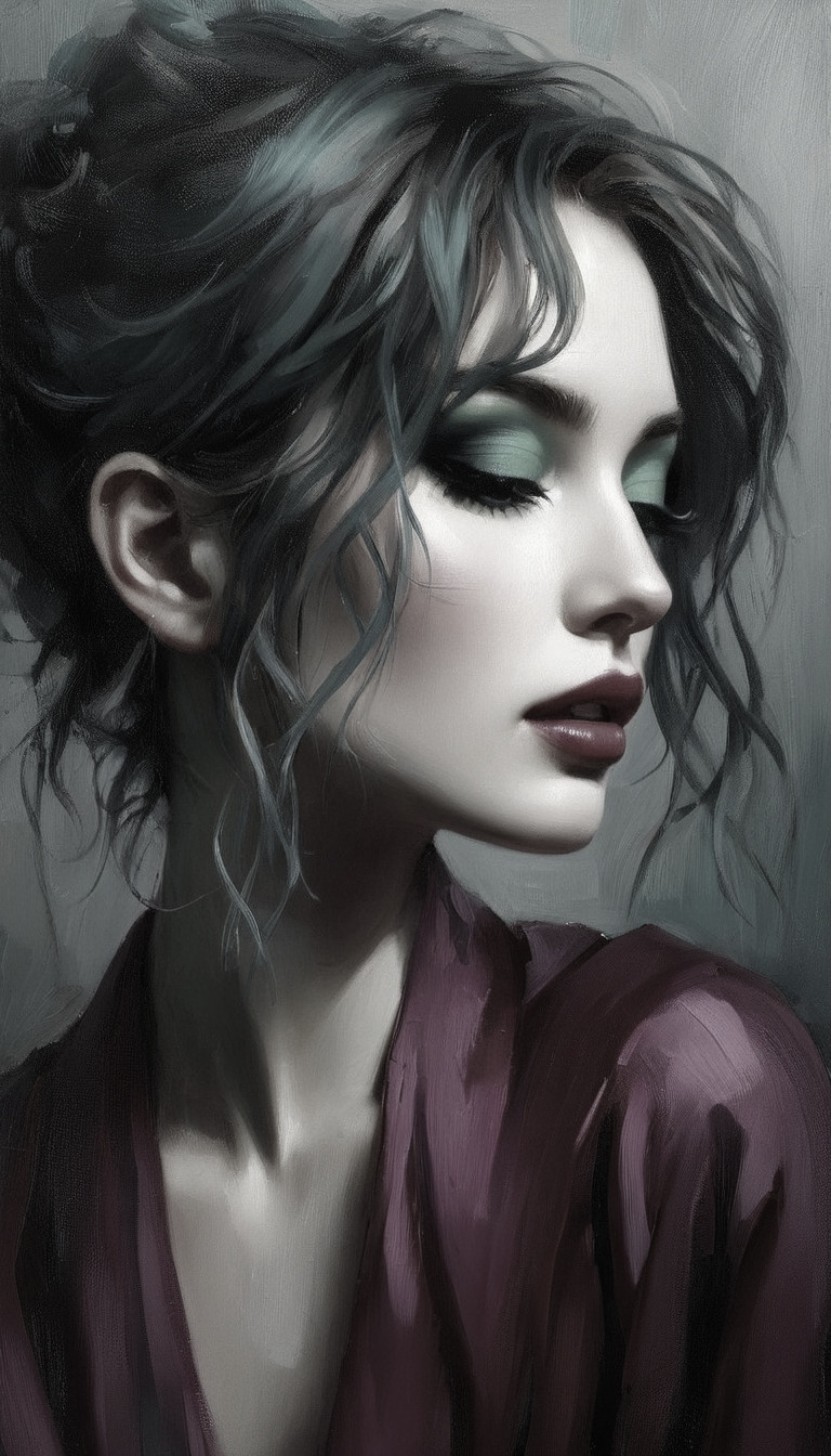Close-Up Portrait of a Woman with Dramatic Makeup