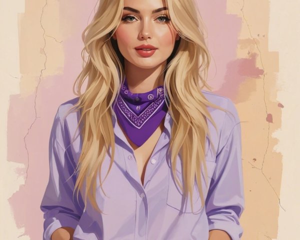Stylized portrait of a woman with blonde hair and blouse