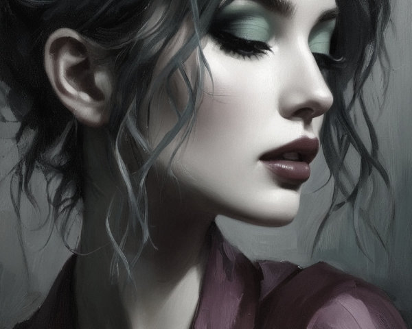 Close-Up Portrait of a Woman with Dramatic Makeup
