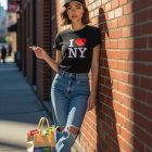Stylish Young Woman in Urban Setting with Casual Fashion
