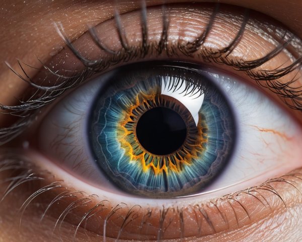 Close-Up of a Human Eye with Vibrant Iris Details