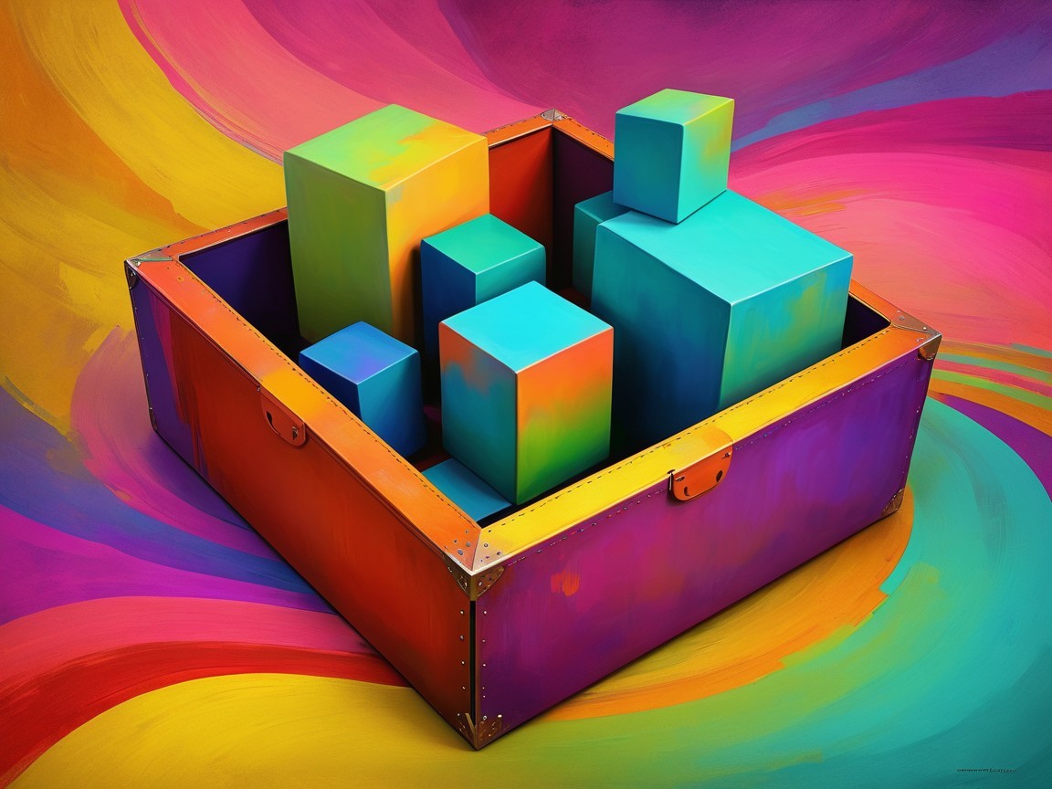 Vibrant Colored Blocks in Multicolored Box Arrangement