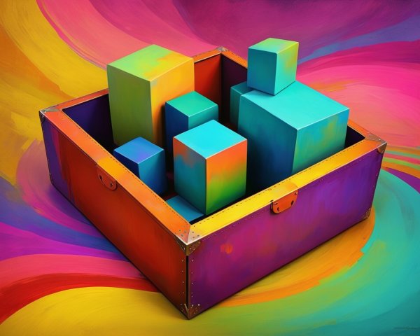 Vibrant Colored Blocks in Multicolored Box Arrangement