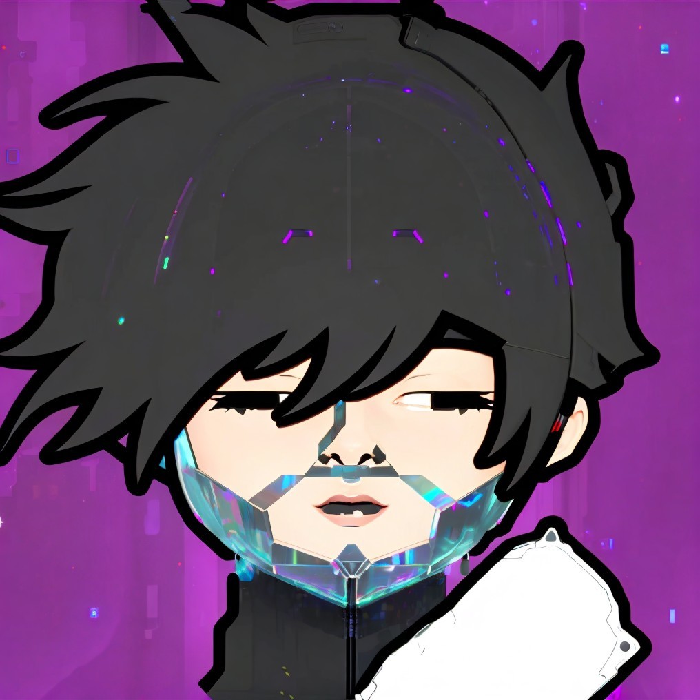 Stylized Digital Character with Holographic Face