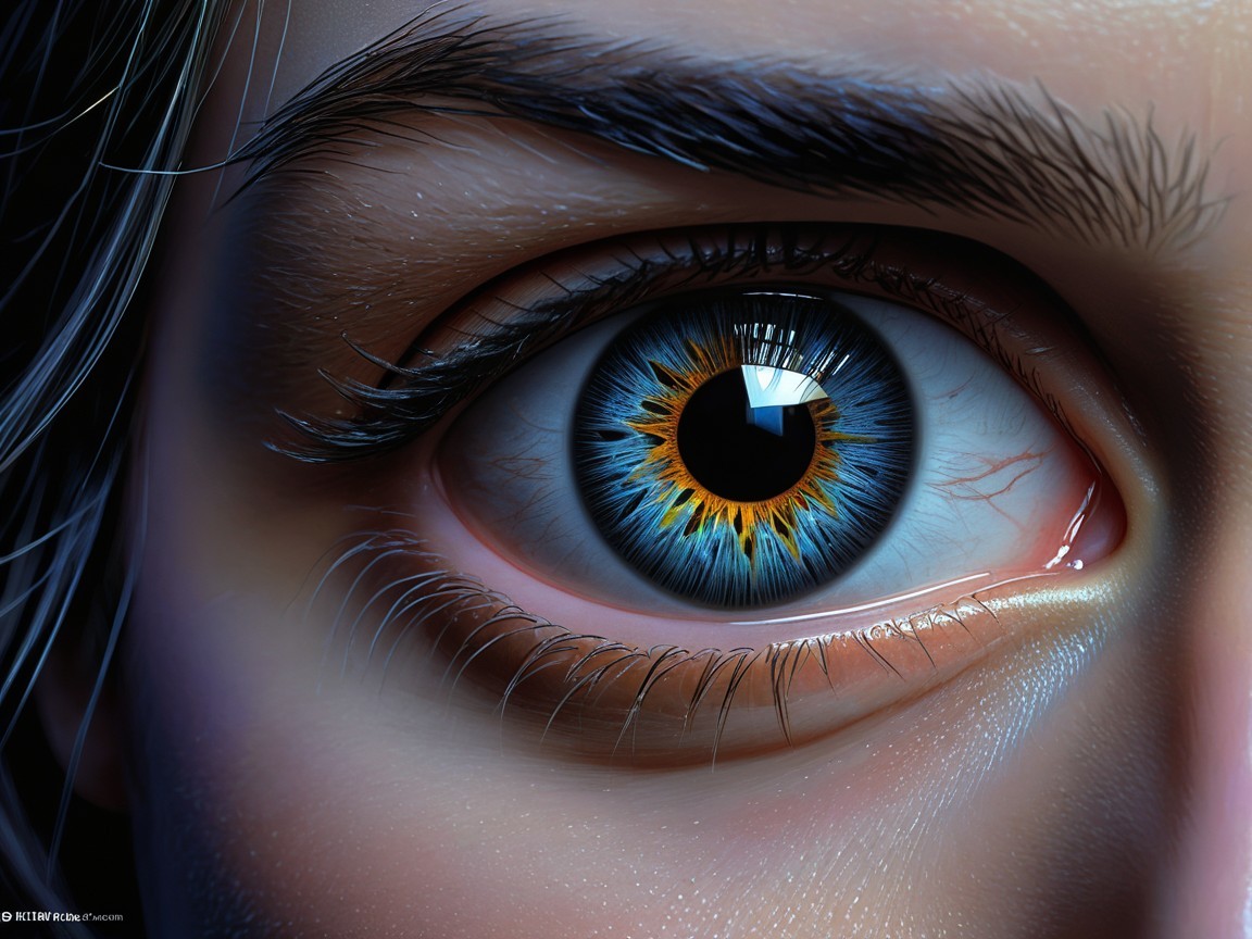 Close-up of a human eye with vibrant iris colors