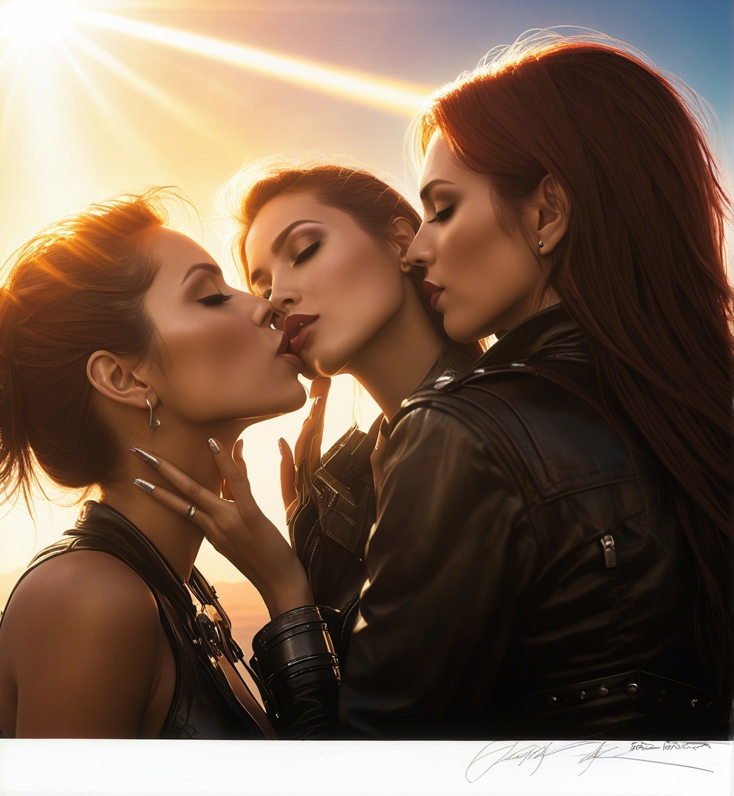 Three Women with Reddish-Brown Hair in Sunlight