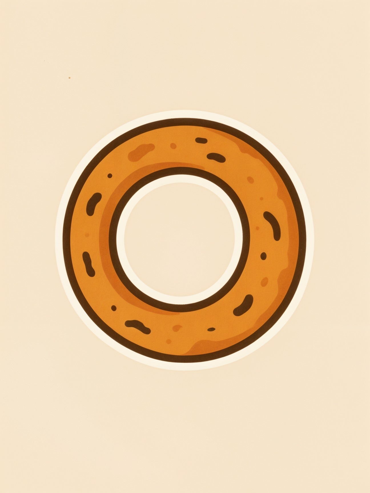 Stylized Golden-Brown Donut Illustration on Beige Background