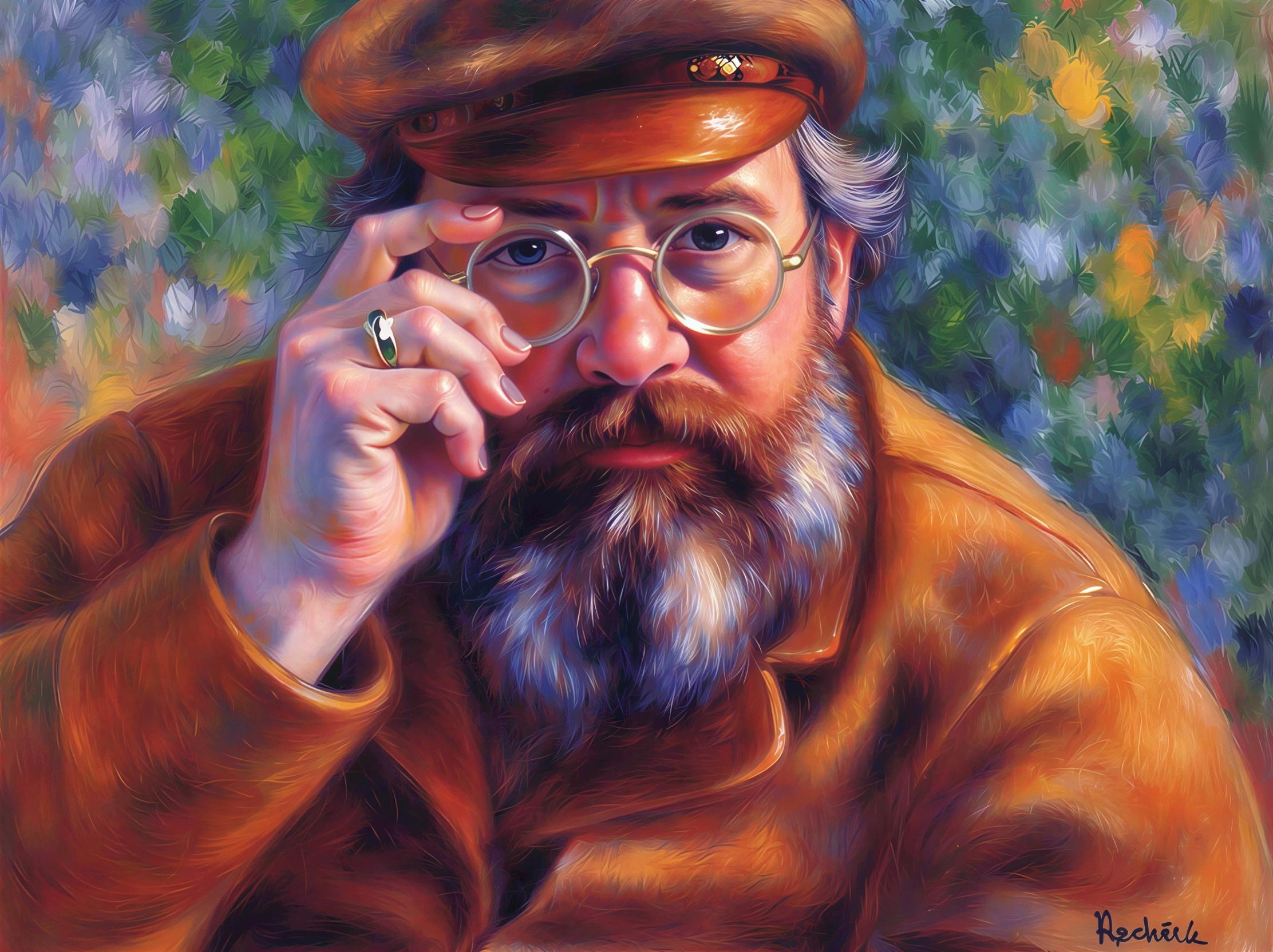Portrait of a Bearded Man in an Orange Outfit