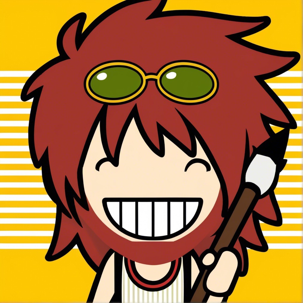 Cartoon Character with Red Hair and Green Sunglasses