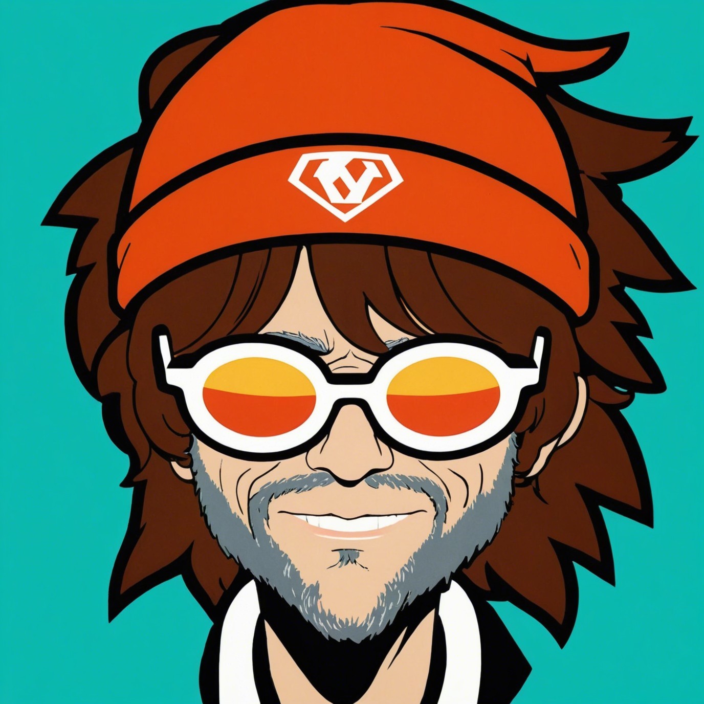 Cartoon of a Man with Shaggy Hair and Beanie