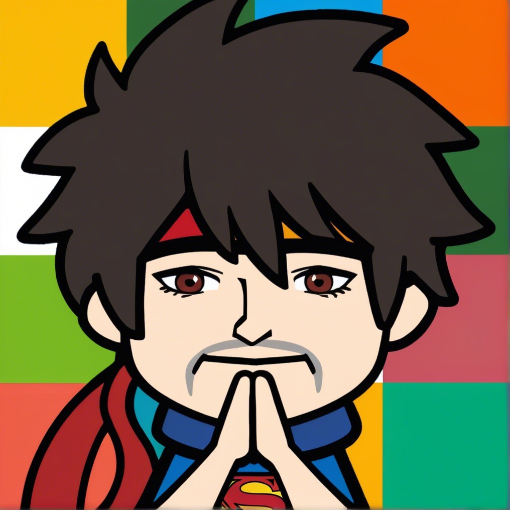 Cartoon Character with Spiky Hair in Thoughtful Pose